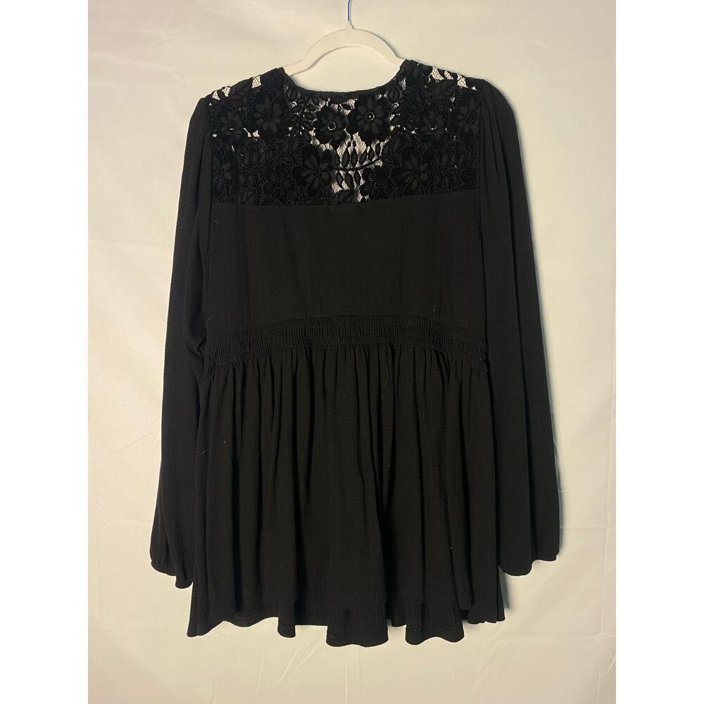 Torrid Black Floral Lace Babydoll Wrap Tunic Top V-neck Women's Plus Size 3XL - Picture 2 of 2